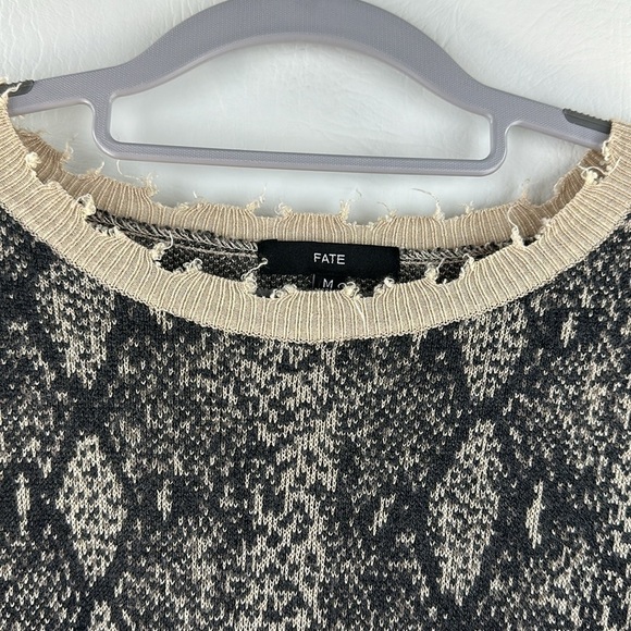 Fate Distressed Snakeskin Print Sweater, M - Picture 3 of 9